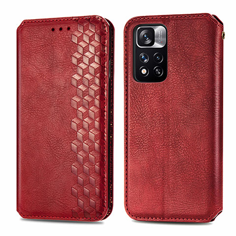 Coque Portefeuille Livre Cuir Etui Clapet S01D pour Xiaomi Mi 11i 5G (2022) Rouge