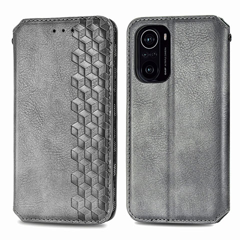 Coque Portefeuille Livre Cuir Etui Clapet S01D pour Xiaomi Mi 11i 5G Gris