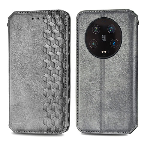 Coque Portefeuille Livre Cuir Etui Clapet S01D pour Xiaomi Mi 13 Ultra 5G Gris