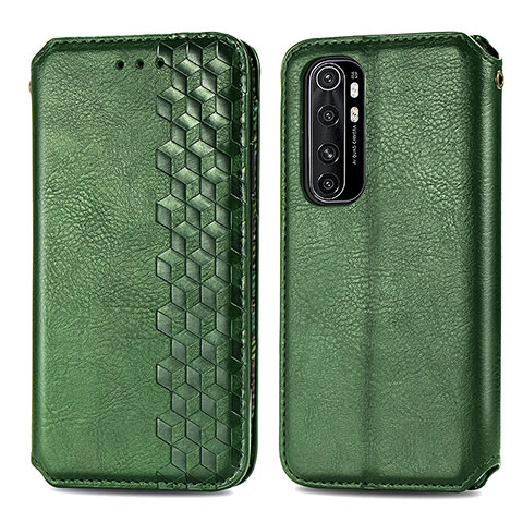 Coque Portefeuille Livre Cuir Etui Clapet S01D pour Xiaomi Mi Note 10 Lite Vert