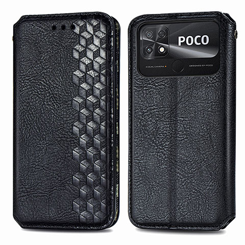 Coque Portefeuille Livre Cuir Etui Clapet S01D pour Xiaomi Poco C40 Noir