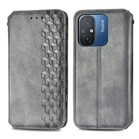 Coque Portefeuille Livre Cuir Etui Clapet S01D pour Xiaomi Poco C55 Gris