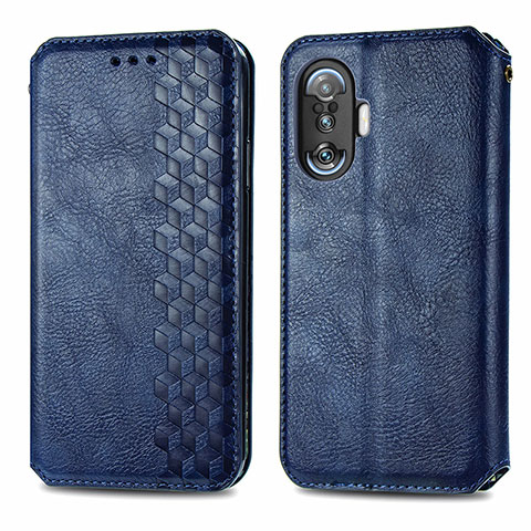 Coque Portefeuille Livre Cuir Etui Clapet S01D pour Xiaomi Poco F3 GT 5G Bleu