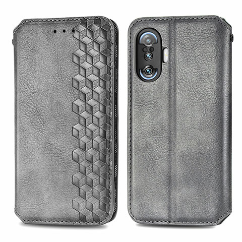 Coque Portefeuille Livre Cuir Etui Clapet S01D pour Xiaomi Poco F3 GT 5G Gris