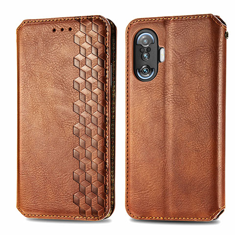 Coque Portefeuille Livre Cuir Etui Clapet S01D pour Xiaomi Poco F3 GT 5G Marron