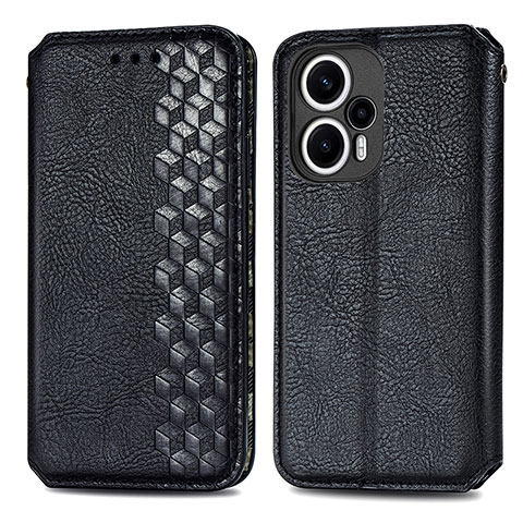 Coque Portefeuille Livre Cuir Etui Clapet S01D pour Xiaomi Poco F5 5G Noir