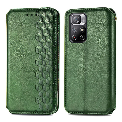 Coque Portefeuille Livre Cuir Etui Clapet S01D pour Xiaomi Poco M4 Pro 5G Vert