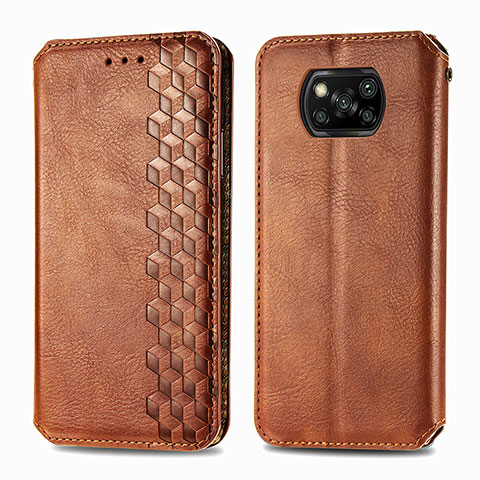 Coque Portefeuille Livre Cuir Etui Clapet S01D pour Xiaomi Poco X3 NFC Marron