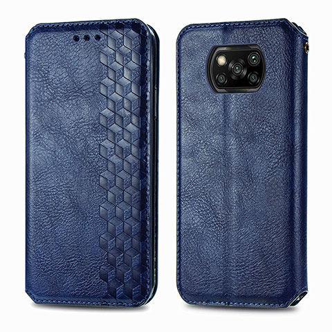 Coque Portefeuille Livre Cuir Etui Clapet S01D pour Xiaomi Poco X3 Pro Bleu