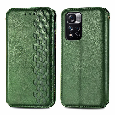 Coque Portefeuille Livre Cuir Etui Clapet S01D pour Xiaomi Poco X4 NFC Vert