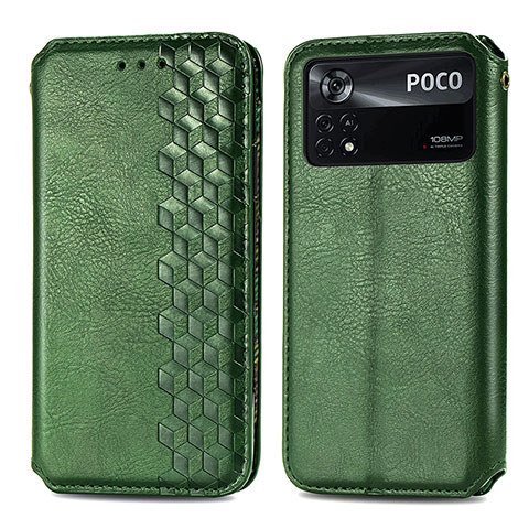 Coque Portefeuille Livre Cuir Etui Clapet S01D pour Xiaomi Poco X4 Pro 5G Vert