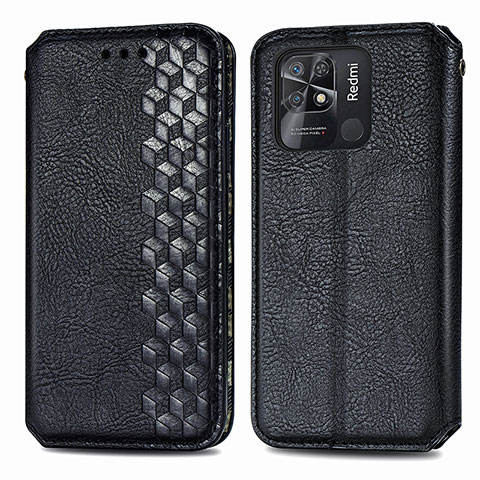 Coque Portefeuille Livre Cuir Etui Clapet S01D pour Xiaomi Redmi 10 India Noir