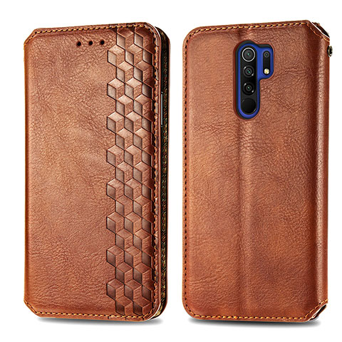 Coque Portefeuille Livre Cuir Etui Clapet S01D pour Xiaomi Redmi 9 Prime India Marron