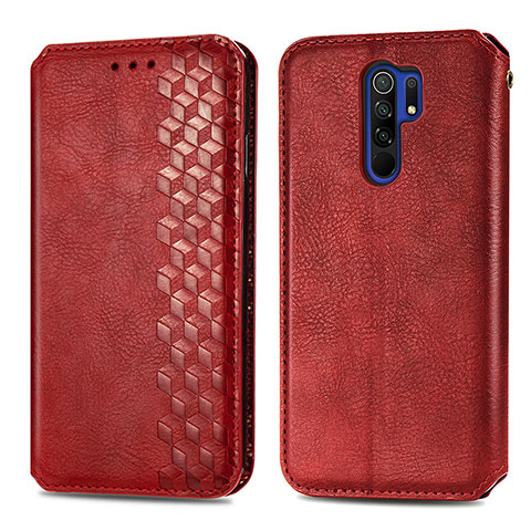 Coque Portefeuille Livre Cuir Etui Clapet S01D pour Xiaomi Redmi 9 Prime India Rouge