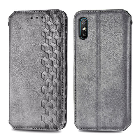 Coque Portefeuille Livre Cuir Etui Clapet S01D pour Xiaomi Redmi 9A Gris