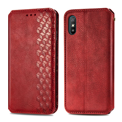 Coque Portefeuille Livre Cuir Etui Clapet S01D pour Xiaomi Redmi 9AT Rouge