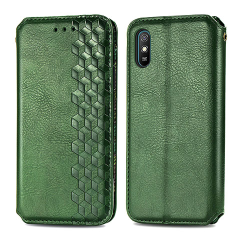 Coque Portefeuille Livre Cuir Etui Clapet S01D pour Xiaomi Redmi 9AT Vert