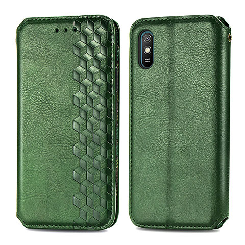 Coque Portefeuille Livre Cuir Etui Clapet S01D pour Xiaomi Redmi 9i Vert