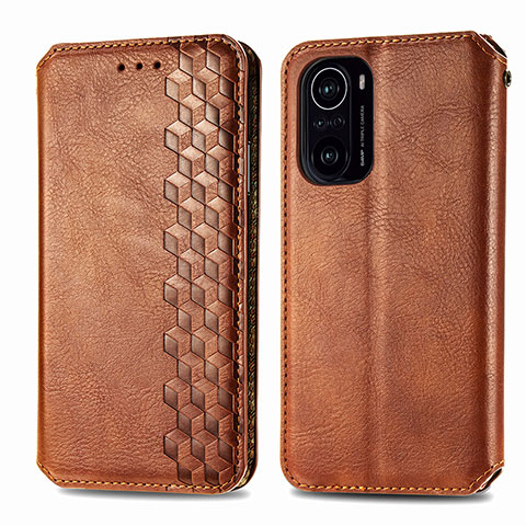 Coque Portefeuille Livre Cuir Etui Clapet S01D pour Xiaomi Redmi K40 Pro 5G Marron