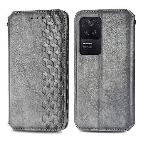 Coque Portefeuille Livre Cuir Etui Clapet S01D pour Xiaomi Redmi K40S 5G Gris