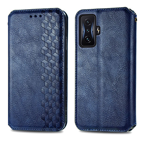 Coque Portefeuille Livre Cuir Etui Clapet S01D pour Xiaomi Redmi K50 Gaming 5G Bleu