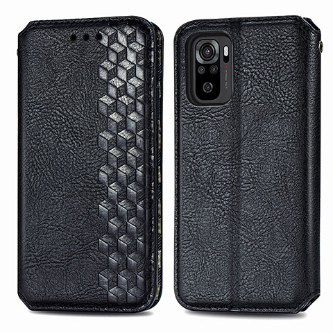 Coque Portefeuille Livre Cuir Etui Clapet S01D pour Xiaomi Redmi Note 10 4G Noir