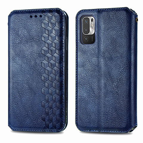 Coque Portefeuille Livre Cuir Etui Clapet S01D pour Xiaomi Redmi Note 10 5G Bleu