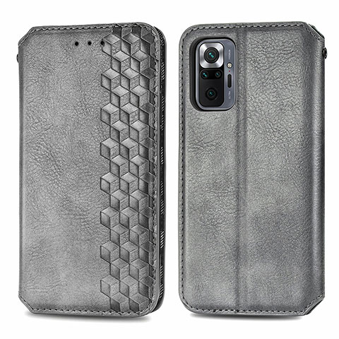 Coque Portefeuille Livre Cuir Etui Clapet S01D pour Xiaomi Redmi Note 10 Pro 4G Gris