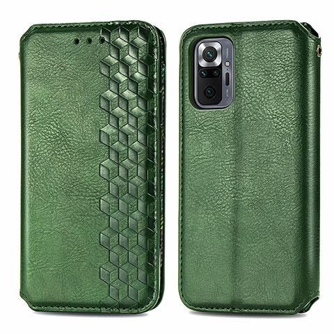 Coque Portefeuille Livre Cuir Etui Clapet S01D pour Xiaomi Redmi Note 10 Pro 4G Vert