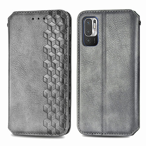 Coque Portefeuille Livre Cuir Etui Clapet S01D pour Xiaomi Redmi Note 10T 5G Gris