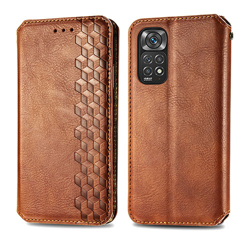 Coque Portefeuille Livre Cuir Etui Clapet S01D pour Xiaomi Redmi Note 11 4G (2022) Marron