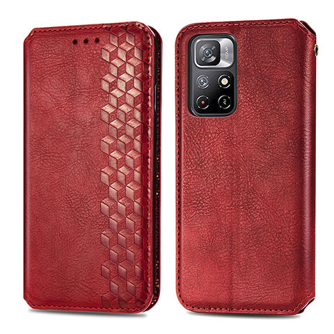 Coque Portefeuille Livre Cuir Etui Clapet S01D pour Xiaomi Redmi Note 11 5G Rouge