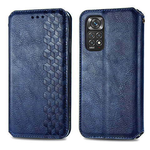 Coque Portefeuille Livre Cuir Etui Clapet S01D pour Xiaomi Redmi Note 11S 4G Bleu