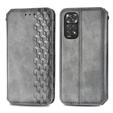 Coque Portefeuille Livre Cuir Etui Clapet S01D pour Xiaomi Redmi Note 11S 4G Gris