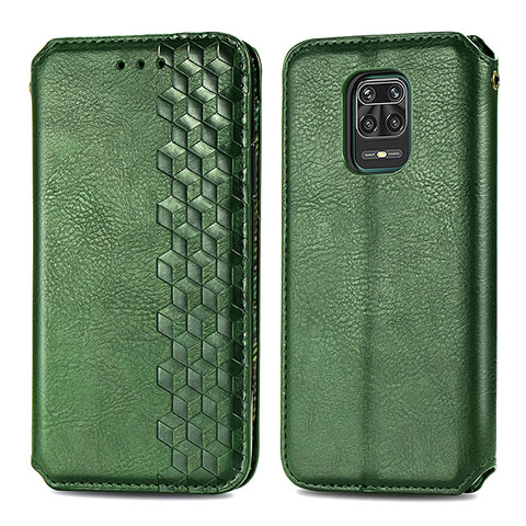 Coque Portefeuille Livre Cuir Etui Clapet S01D pour Xiaomi Redmi Note 9 Pro Vert