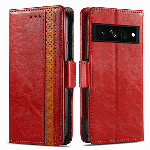 Coque Portefeuille Livre Cuir Etui Clapet S02D pour Google Pixel 7 Pro 5G Rouge