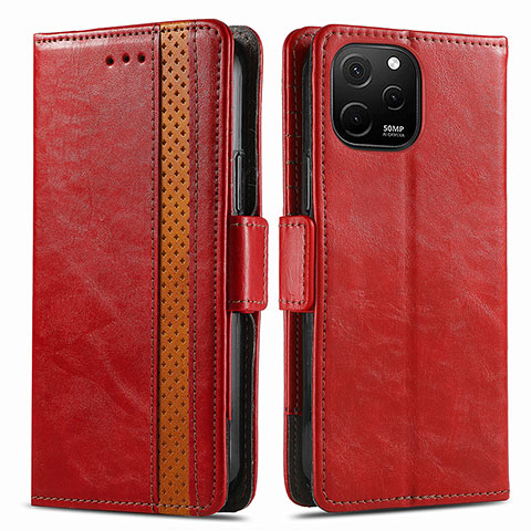 Coque Portefeuille Livre Cuir Etui Clapet S02D pour Huawei Enjoy 50z Rouge