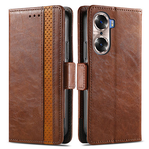 Coque Portefeuille Livre Cuir Etui Clapet S02D pour Huawei Honor 60 Pro 5G Marron