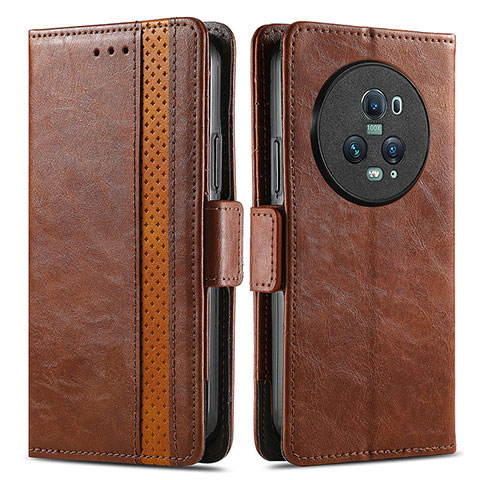 Coque Portefeuille Livre Cuir Etui Clapet S02D pour Huawei Honor Magic5 Pro 5G Marron