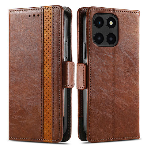 Coque Portefeuille Livre Cuir Etui Clapet S02D pour Huawei Honor X6a Marron