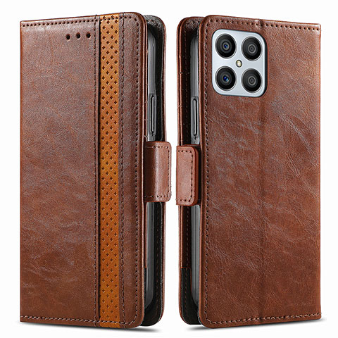 Coque Portefeuille Livre Cuir Etui Clapet S02D pour Huawei Honor X8 4G Marron