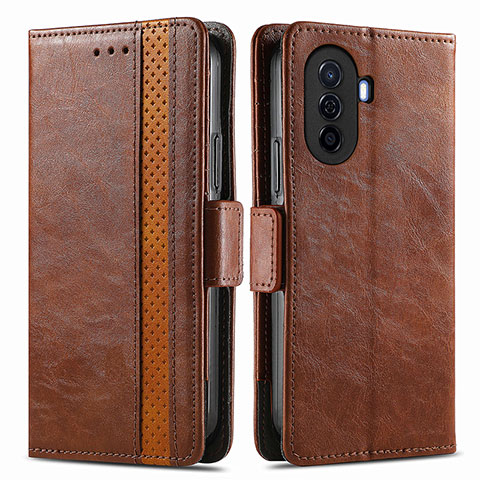 Coque Portefeuille Livre Cuir Etui Clapet S02D pour Huawei Nova Y70 Marron