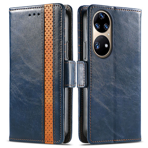 Coque Portefeuille Livre Cuir Etui Clapet S02D pour Huawei P50e Bleu