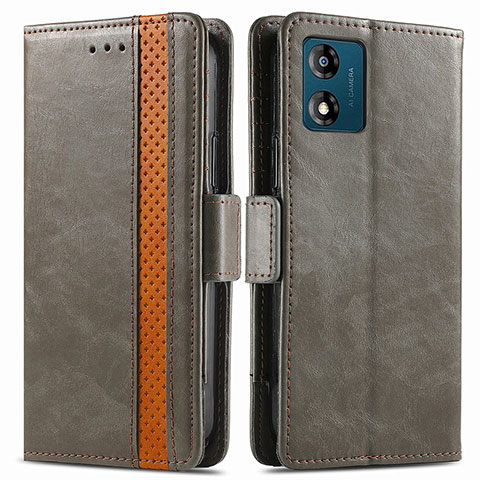 Coque Portefeuille Livre Cuir Etui Clapet S02D pour Motorola Moto E13 Gris