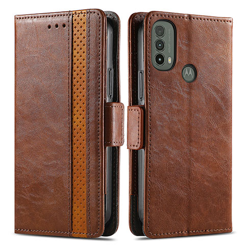 Coque Portefeuille Livre Cuir Etui Clapet S02D pour Motorola Moto E30 Marron