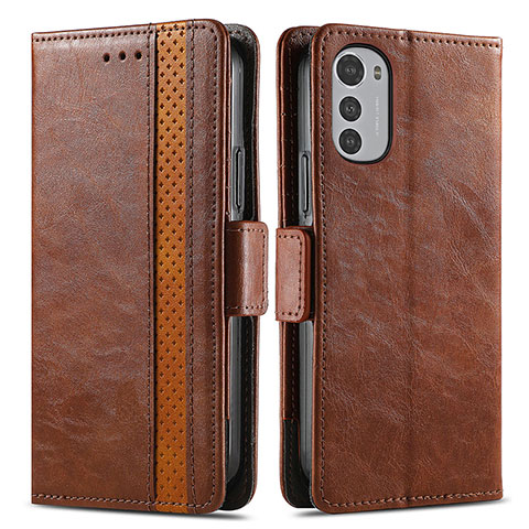 Coque Portefeuille Livre Cuir Etui Clapet S02D pour Motorola Moto E32 Marron