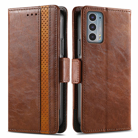 Coque Portefeuille Livre Cuir Etui Clapet S02D pour Motorola Moto Edge 20 5G Marron