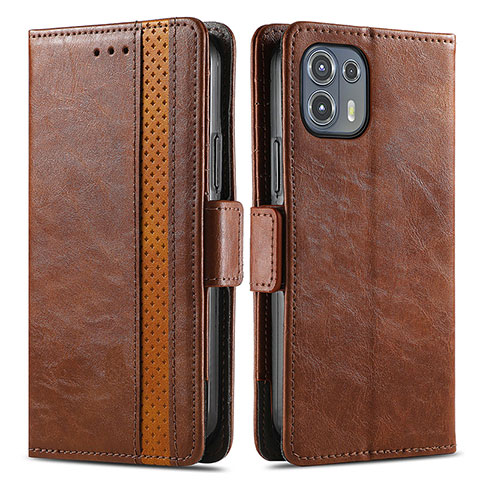 Coque Portefeuille Livre Cuir Etui Clapet S02D pour Motorola Moto Edge 20 Lite 5G Marron