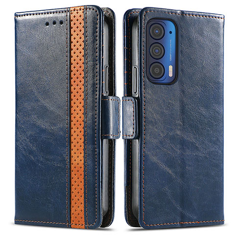 Coque Portefeuille Livre Cuir Etui Clapet S02D pour Motorola Moto Edge (2021) 5G Bleu