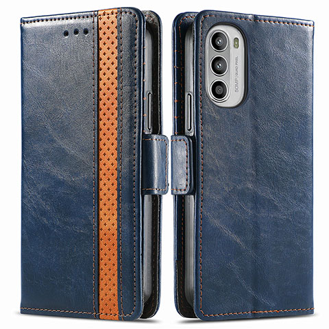 Coque Portefeuille Livre Cuir Etui Clapet S02D pour Motorola Moto Edge (2022) 5G Bleu